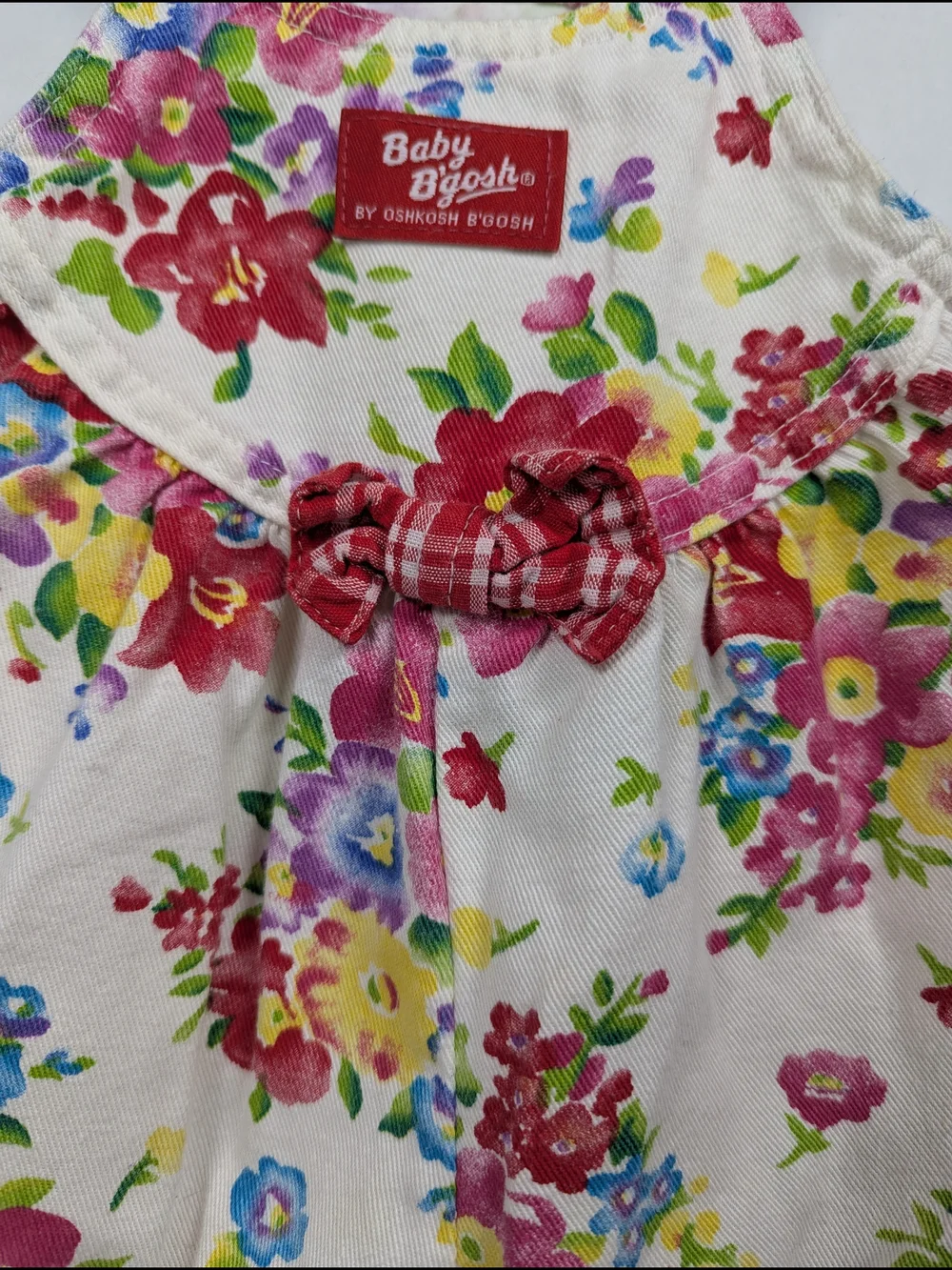 VTG 80s 90s OshKosh B'Gosh Vestback Overalls Bubble Red Floral Sz 18 Months USA